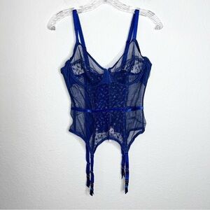 Savage X Fenty Corset Top Bustier Women Large Lace Garter Straps Sheer Leopard
